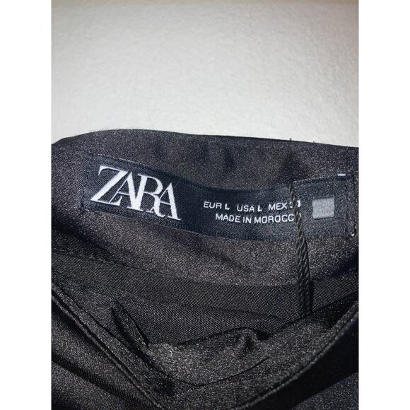 NWT Zara Black Satin Like Long Lace Skirt Sz L - Picture 3 of 3